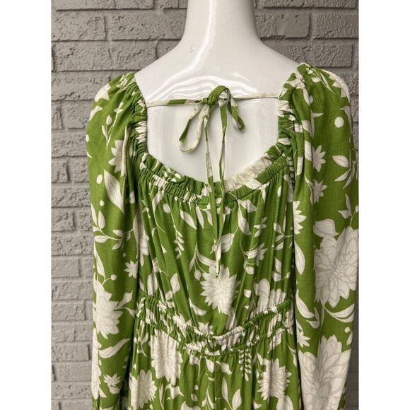 Ava & Viv Women Prairie Boho Green Floral Smock Maxi Dress Size X - Picture 14 of 16